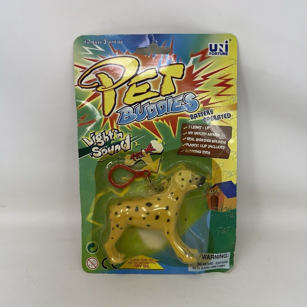 Vintage Uni Fortune Pet Buddies Dalmatian Battery Operated Keychain